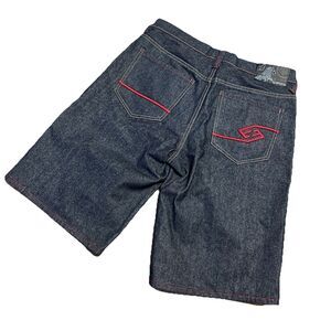 ENYCE Denim Shorts Mens Sz 36W Black Wash Baggy Streetwear Jorts Skater